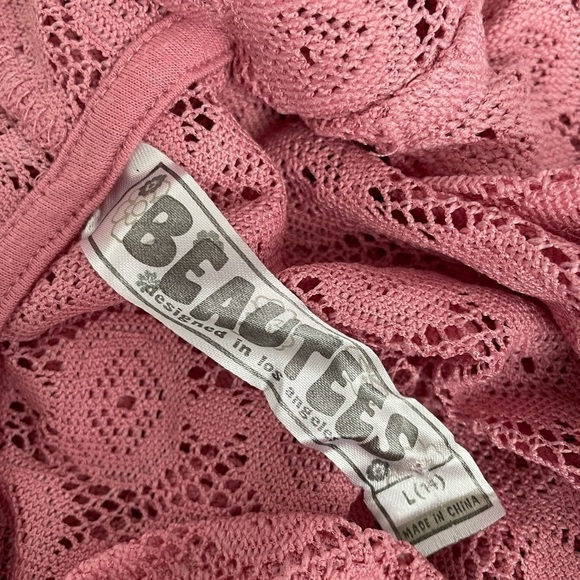 Beautees Pink Lace Sleeveless Hooded Open Front Cardigan Size 14 - Picture 3 of 7